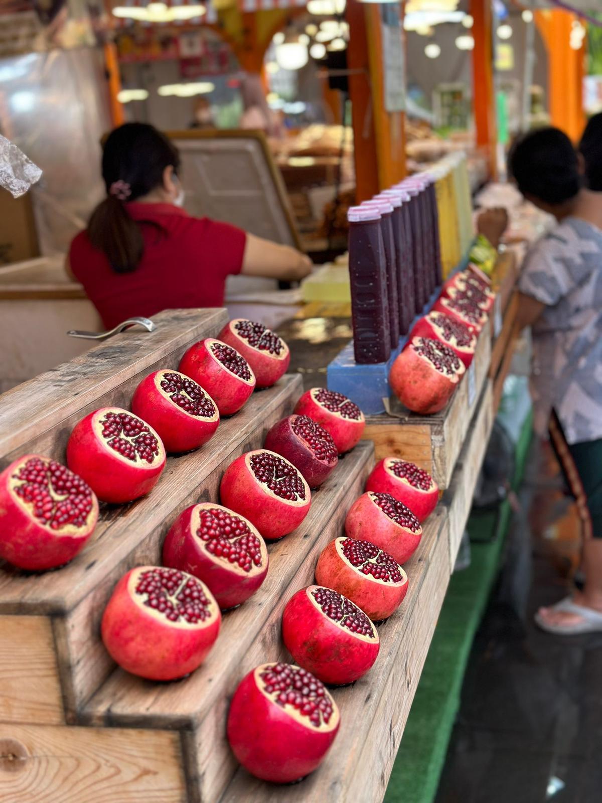 Pomegranate juice at a local market